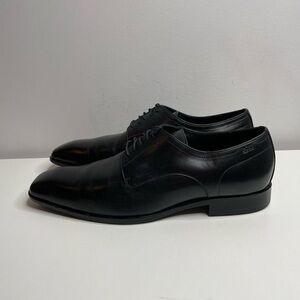 Hugo Boss Black Leather Lace Up Dress Oxfords Square Toe Formal Shoes Sz 11